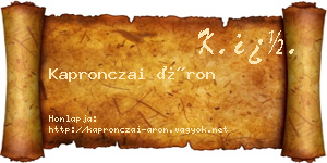 Kapronczai Áron névjegykártya