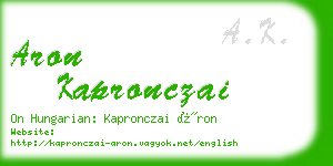 aron kapronczai business card